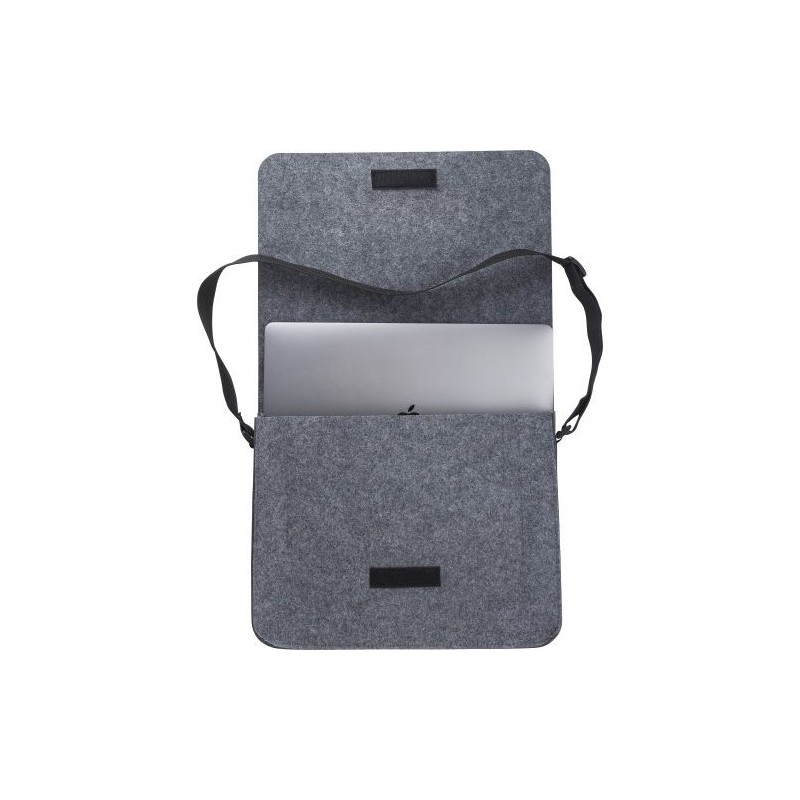 Sacoche  en feutre rPET pour ordinateur Layla Matières : PET recyclé Couleurs : gris marquage laser ultra précis