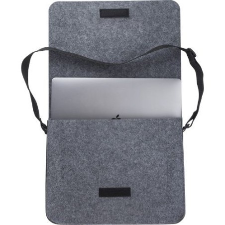 Sacoche  en feutre rPET pour ordinateur Layla Matières : PET recyclé Couleurs : gris foncé impression haute définition