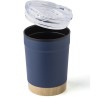 Mug personnalisé en acier inoxydable - Sophia Matières : bambou Couleurs : bleu marine cadeau collaborateur premium