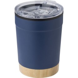 Mug personnalisé en acier inoxydable - Sophia Matières : bambou Couleurs : bleu marine accessoire événementiel unique