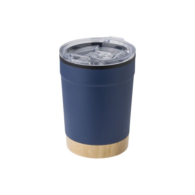 Mug personnalisé en acier inoxydable - Sophia Matières : bambou Couleurs : bleu marine accessoire événementiel unique
