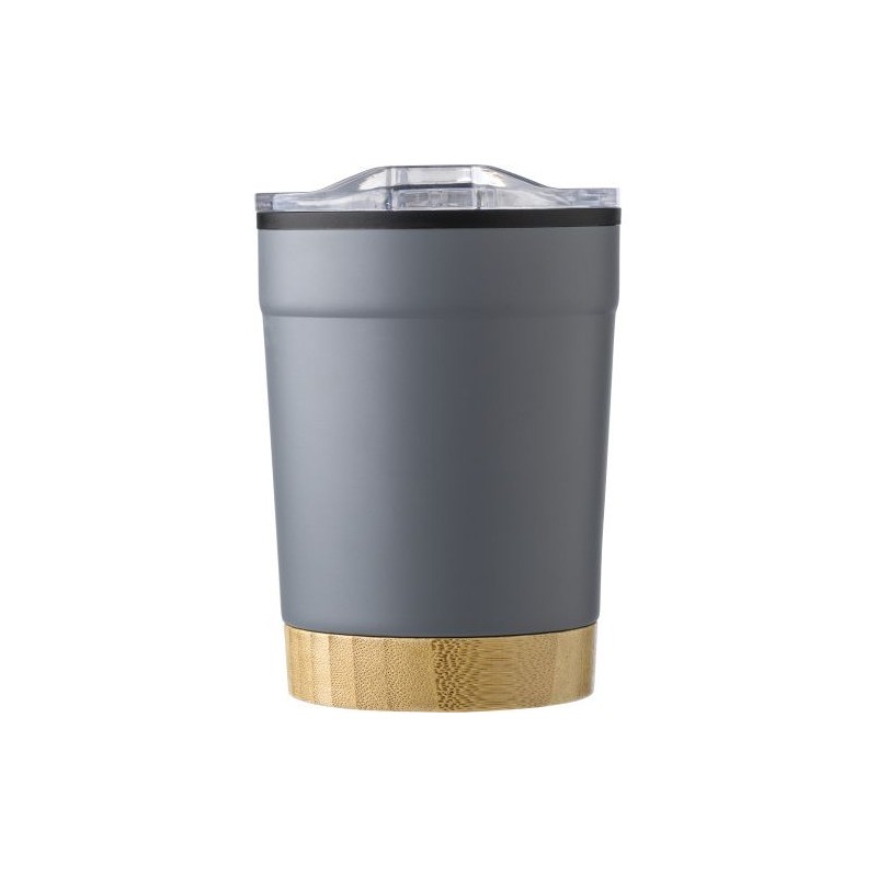 Mug personnalisé en acier inoxydable - Sophia Matières : bambou Couleurs : gris personnalisable avec votre logo