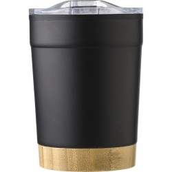 Mug personnalisé en acier inoxydable - Sophia Matières : bambou Couleurs : noir cadeau entreprise pas cher