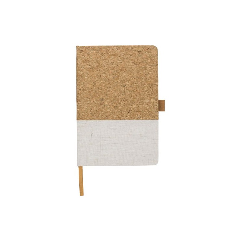 Carnet A5 Éco-responsable en Liège et Coton - Trevor Matières : liège Couleurs : blanc marquage laser ultra précis