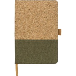 Carnet A5 Éco-responsable en Liège et Coton - Trevor Matières : liège Couleurs : vert impression haute définition