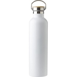 Bouteille isotherme double paroi  en acier inoxydable de 1 000 ml Damien Matières : silicone Couleurs : blanc cadeau entreprise 