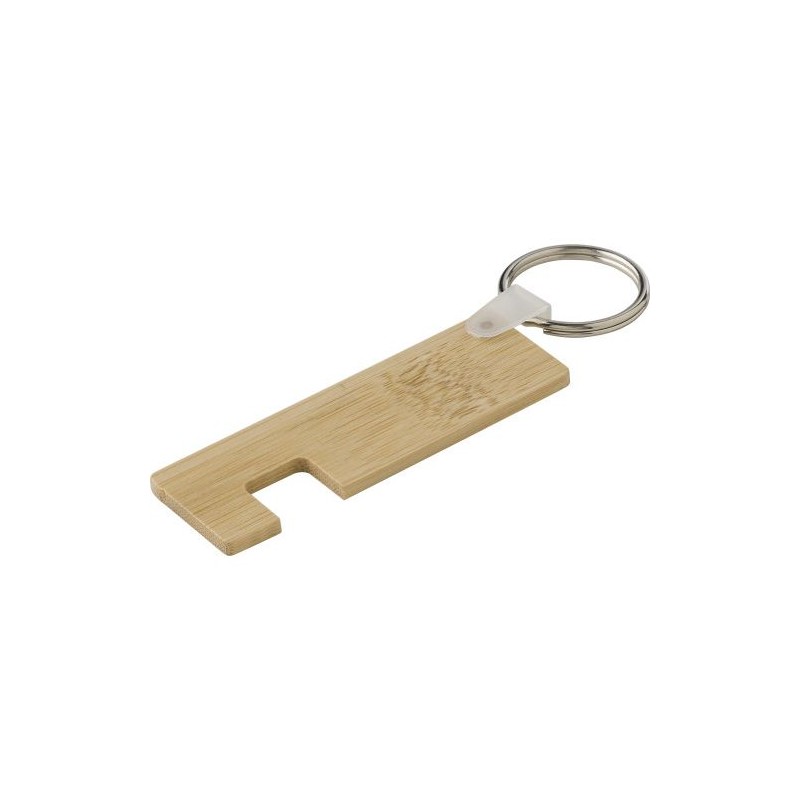 Porte-clés s en bambou avec support de téléphone - Orlando Matières : bambou Couleurs : brun personnalisable avec votre logo