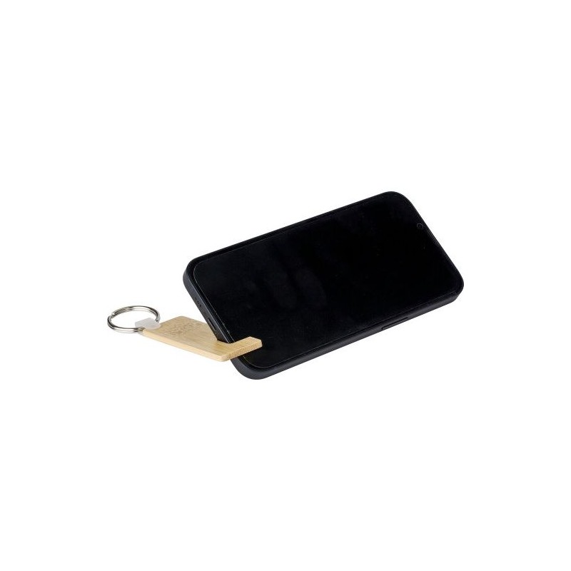 Porte-clés s en bambou avec support de téléphone - Orlando Matières : bambou Couleurs : brun cadeau entreprise pas cher