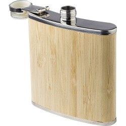 Flasque personnalisée en acier inoxydable et bambou - Hayden Matières : bois Couleurs : brun cadeau entreprise pas cher