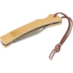 Canif Pratique et Élégant en Acier Inoxydable et Bambou - Beckett Matières : bambou Couleurs : brun impression haute définition
