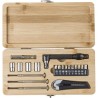 Boîte à outils  de 27 pièces en bambou Elmar Matières : acier inoxydable Couleurs : brun cadeau entreprise pas cher
