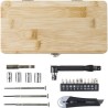 Boîte à outils  de 27 pièces en bambou Elmar Matières : acier inoxydable Couleurs : brun goodies publicitaire événementiel