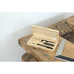 Boîte à outils  de 27 pièces en bambou Elmar Matières : acier inoxydable Couleurs : brun marquage laser ultra précis