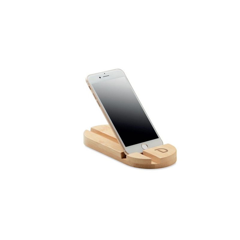 Support Pratique en Bambou Personnalisé pour Tablette/Smartphone ROBIN Matières : bambou Couleurs : bois marquage laser ultra pr