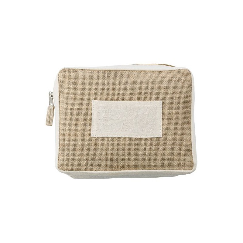 Trousse de toilette personnalisée en jute - Julian Matières : coton Couleurs : brun
