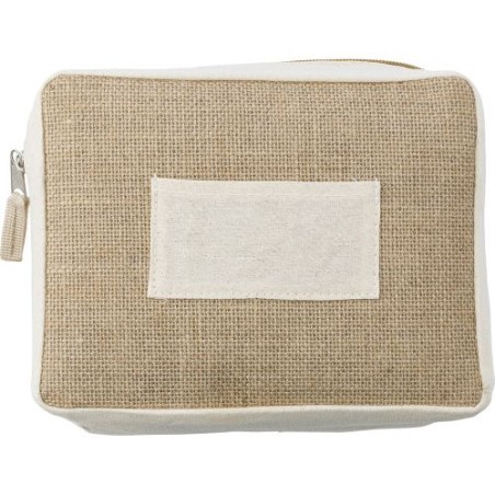 Trousse de toilette personnalisée en jute - Julian Matières : coton Couleurs : brun