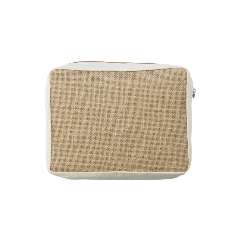 Trousse de toilette personnalisée en jute - Julian Matières : coton Couleurs : brun personnalisable avec votre logo