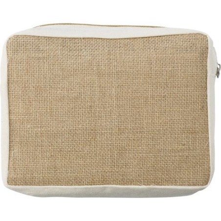 Trousse de toilette personnalisée en jute - Julian Matières : coton Couleurs : brun personnalisable avec votre logo