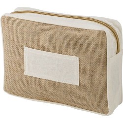 Trousse de toilette personnalisée en jute - Julian Matières : coton Couleurs : brun cadeau entreprise pas cher