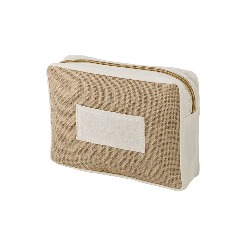 Trousse de toilette personnalisée en jute - Julian Matières : coton Couleurs : brun cadeau entreprise pas cher