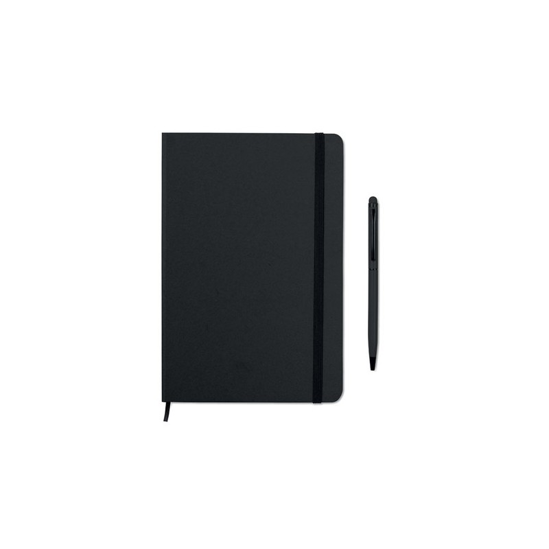 Carnet A5 Personnalisé et Stylo Assorti Cadeau d'Entreprise NEILO SET Matières : papier Couleurs : noir