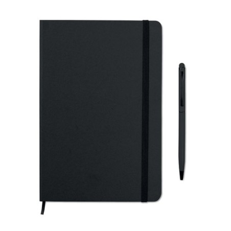 Carnet A5 Personnalisé et Stylo Assorti Cadeau d'Entreprise NEILO SET Matières : papier Couleurs : noir