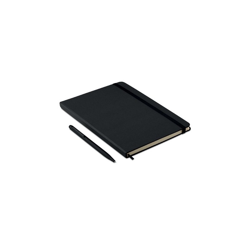 Carnet A5 Personnalisé et Stylo Assorti Cadeau d'Entreprise NEILO SET Matières : papier Couleurs : noir marquage laser ultra pré