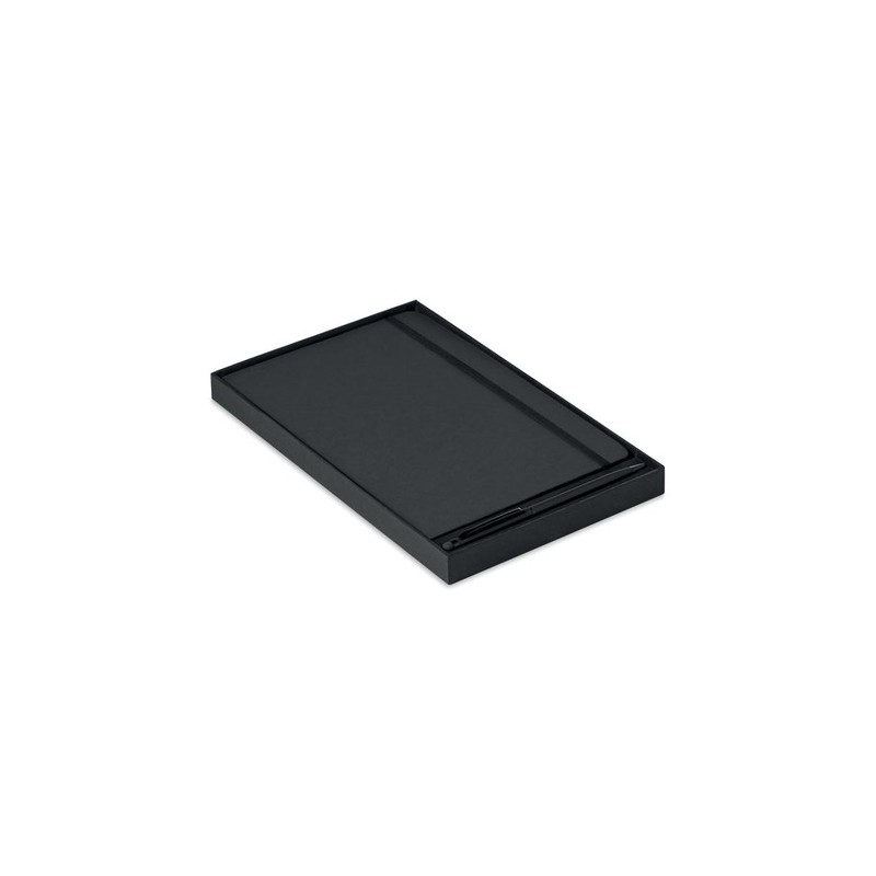Carnet A5 Personnalisé et Stylo Assorti Cadeau d'Entreprise NEILO SET Matières : papier Couleurs : noir objet promotionnel éco-r