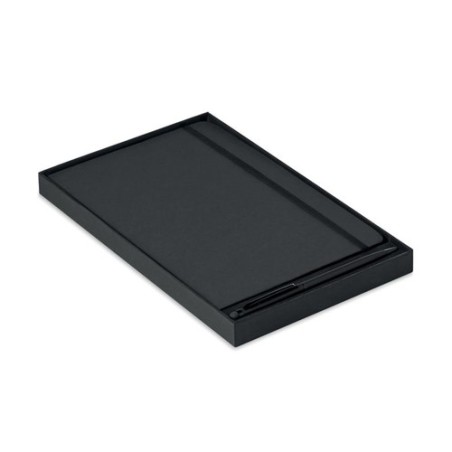 Carnet A5 Personnalisé et Stylo Assorti Cadeau d'Entreprise NEILO SET Matières : papier Couleurs : noir objet promotionnel éco-r