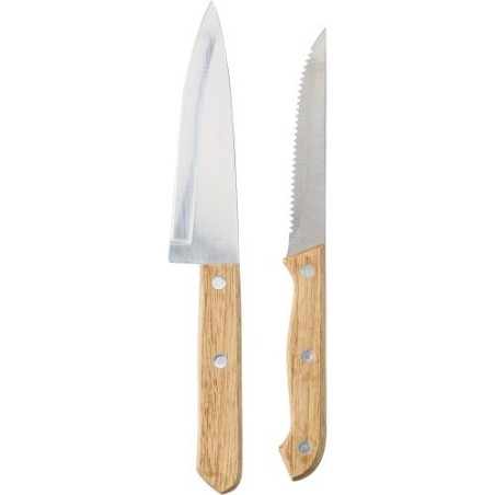 Ensemble de 2 couteaux personnalisés en bambou - Tony Matières : bambou Couleurs : brun personnalisable avec votre logo
