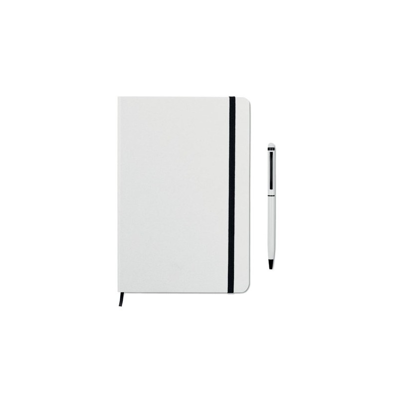 Carnet A5 Personnalisé et Stylo Assorti Cadeau d'Entreprise NEILO SET Matières : papier Couleurs : blanc personnalisable avec vo