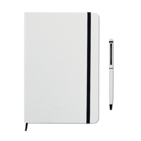 Carnet A5 Personnalisé et Stylo Assorti Cadeau d'Entreprise NEILO SET Matières : papier Couleurs : blanc personnalisable avec vo