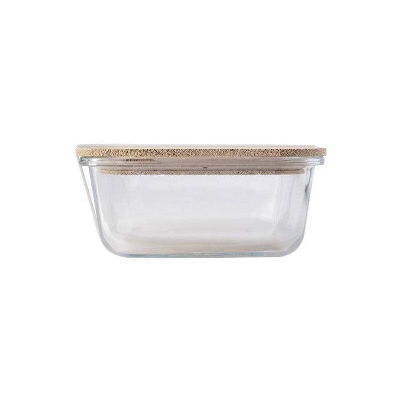 Lunch box personnalisée en verre - Nicole, idéale pour vos repas Matières : bambou Couleurs : brun personnalisable avec votre lo