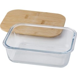 Lunch box personnalisée en verre - Nicole, idéale pour vos repas Matières : bambou Couleurs : brun cadeau entreprise pas cher