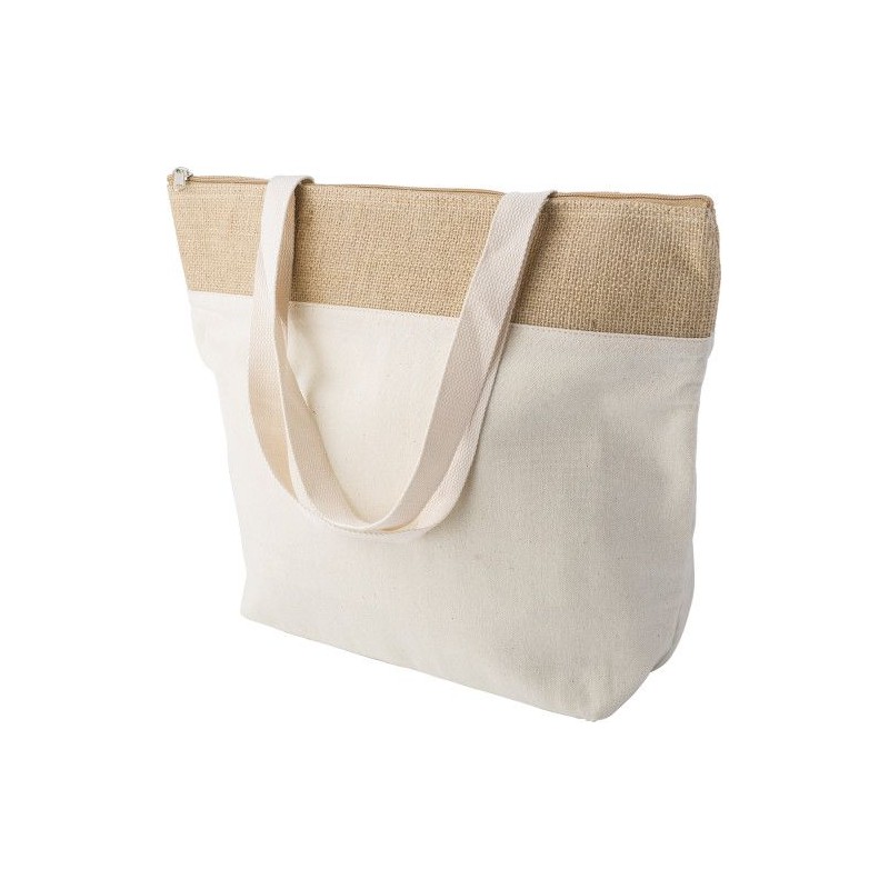 Sac isotherme  en jute de coton personnalisé Randy Matières : coton Couleurs : kaki cadeau entreprise pas cher