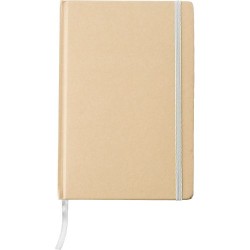 Carnet A5 personnalisé en carton recyclé - Gianni Matières : caoutchouc Couleurs : blanc objet promotionnel éco-responsable