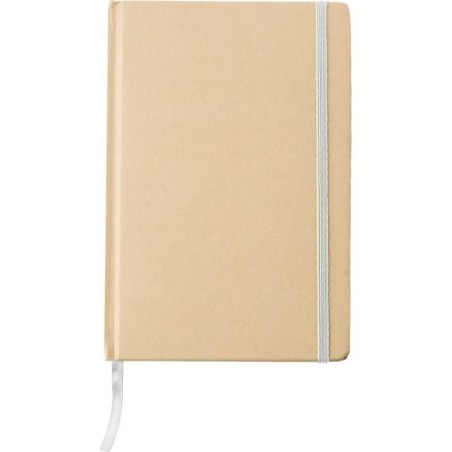 Carnet A5 personnalisé en carton recyclé - Gianni Matières : caoutchouc Couleurs : blanc objet promotionnel éco-responsable