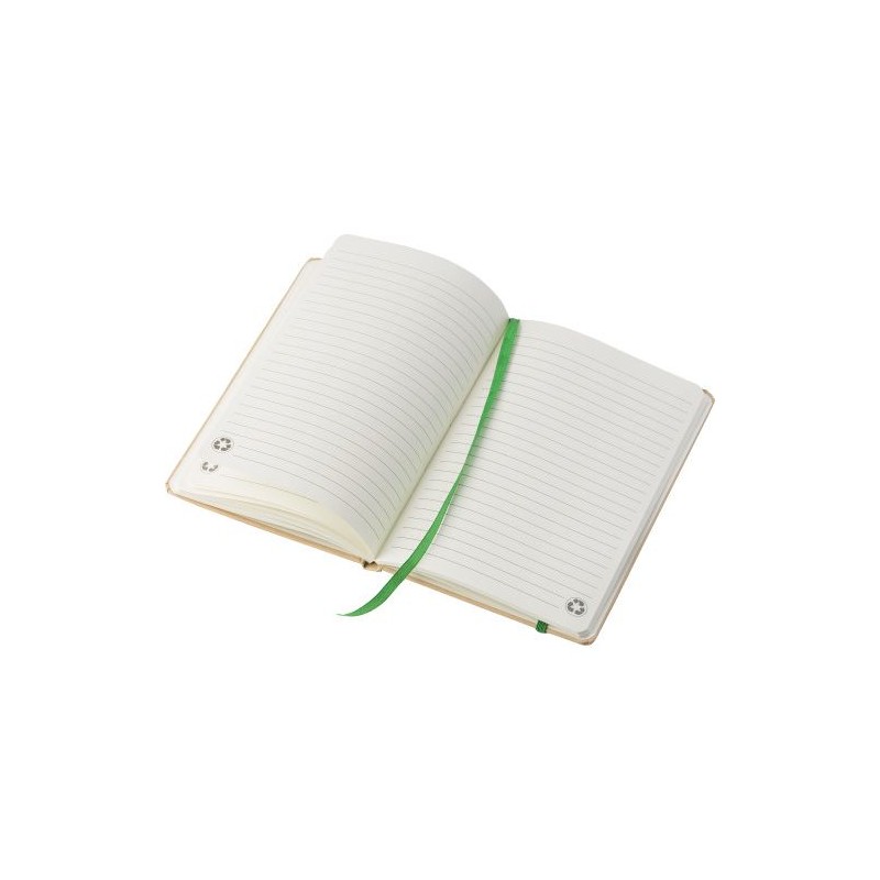 Carnet A5 personnalisé en carton recyclé - Gianni Matières : caoutchouc Couleurs : blanc impression haute définition