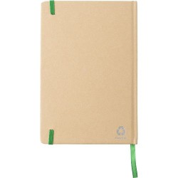 Carnet A5 personnalisé en carton recyclé - Gianni Matières : caoutchouc Couleurs : vert citron impression logo haute qualité