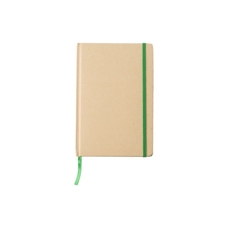 Carnet A5 personnalisé en carton recyclé - Gianni Matières : caoutchouc Couleurs : kaki goodies personnalisé en stock