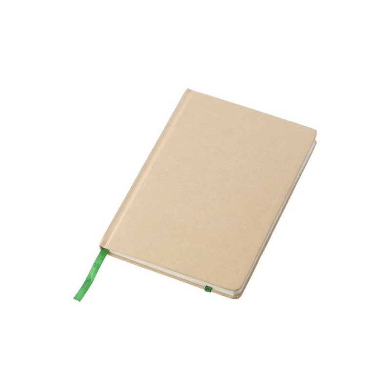 Carnet A5 personnalisé en carton recyclé - Gianni Matières : caoutchouc Couleurs : kaki goodies personnalisé en stock