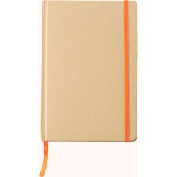 Carnet A5 personnalisé en carton recyclé - Gianni Matières : caoutchouc Couleurs : orange goodies publicitaire événementiel