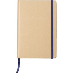 Carnet A5 personnalisé en carton recyclé - Gianni Matières : caoutchouc Couleurs : bleu personnalisable avec votre logo