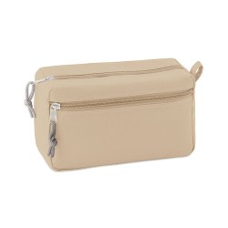 Trousse de toilette  sans PVC - Cadeau personnalisé NEW & SMART Matières : PET Couleurs : beige marquage laser ultra précis