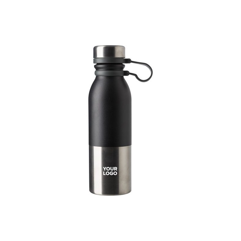 Gourde isotherme en acier inoxydable de 600 ml personnalisée Will Matières : silicone Couleurs : noir personnalisation rapide en