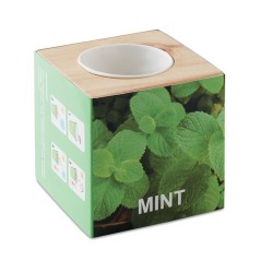 Pot en bois personnalisé avec graine de menthe MENTA Matières : bois Couleurs : bois