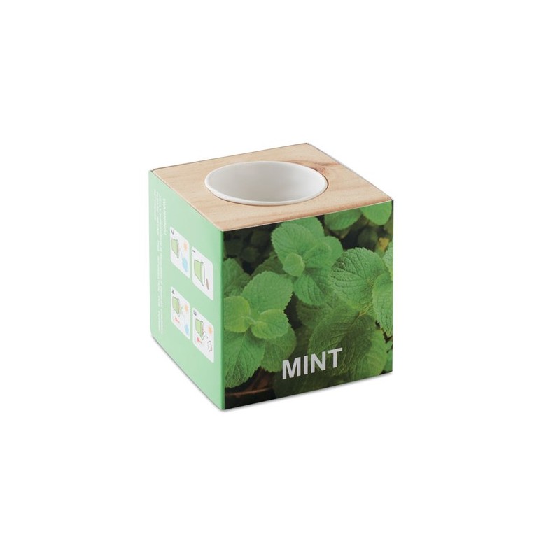 Pot en bois personnalisé avec graine de menthe MENTA Matières : bois Couleurs : bois