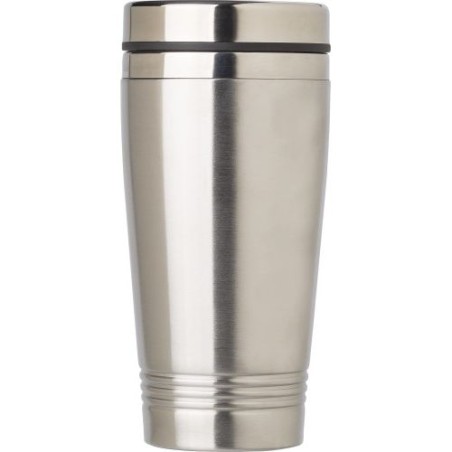 Mug isotherme double paroi de 450 ml personnalisé Velma Matières : bois Couleurs : argenté goodies publicitaire événementiel
