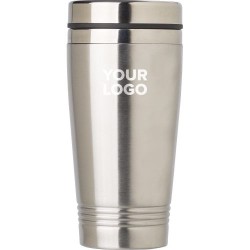 Mug isotherme double paroi de 450 ml personnalisé Velma Matières : bois Couleurs : argenté impression haute définition