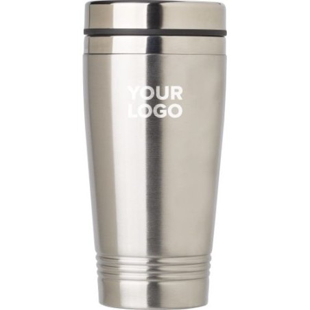 Mug isotherme double paroi de 450 ml personnalisé Velma Matières : bois Couleurs : argenté impression haute définition